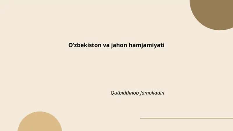 O’zbekiston va jahon hamjamiyati 1