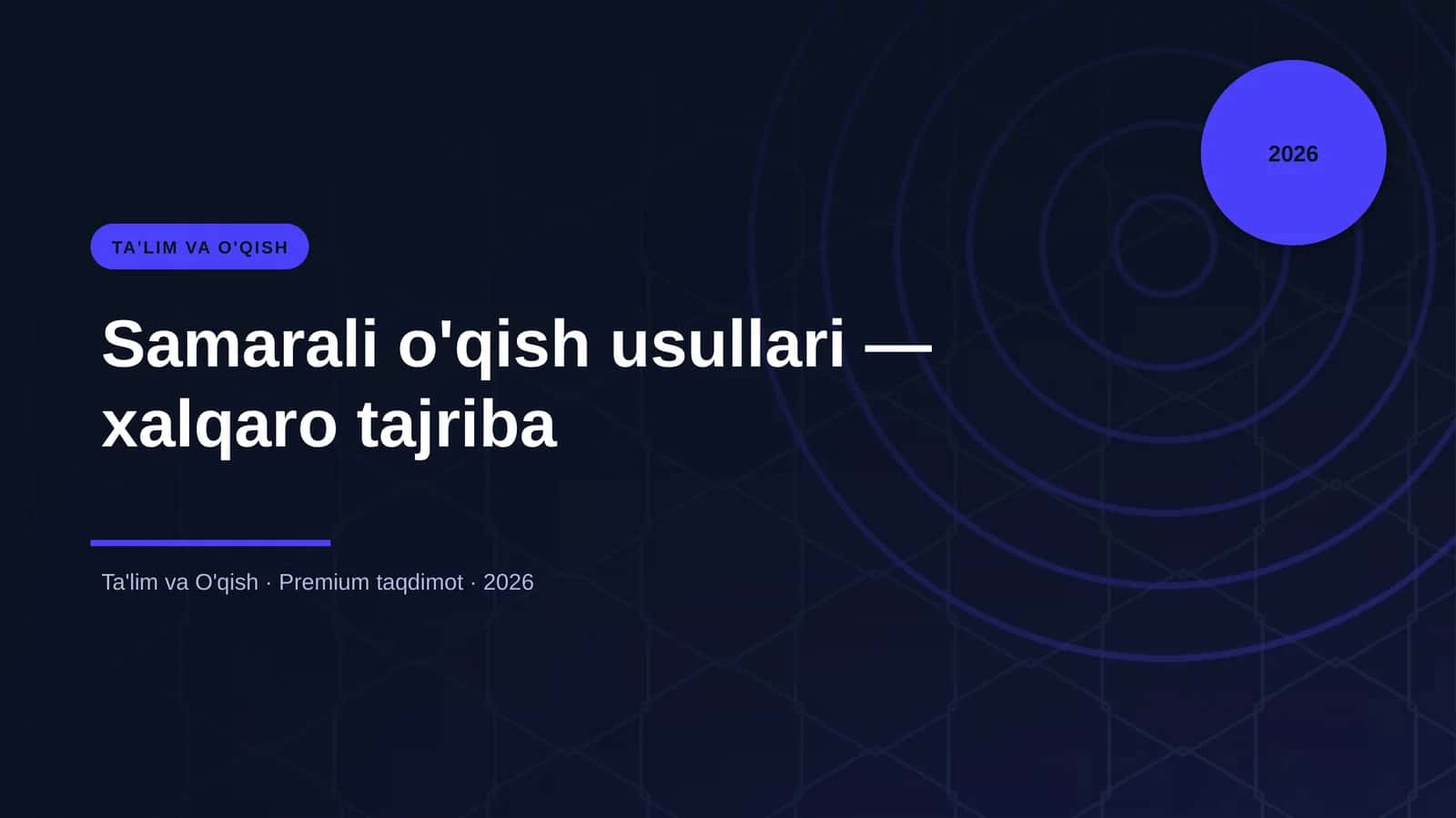 Samarali o'qish usullari — xalqaro tajriba 1