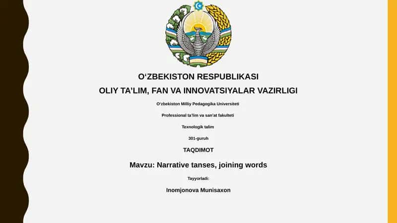 Narrative tanses, joining words 1