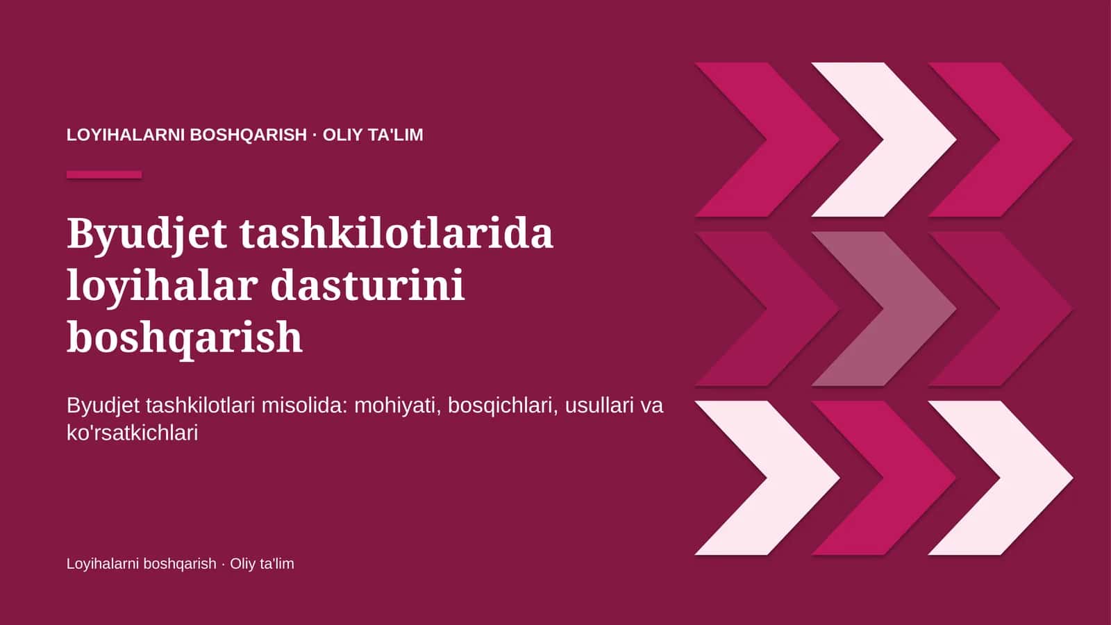 Byudjet tashkilotlarida loyihalar dasturini boshqarish 1