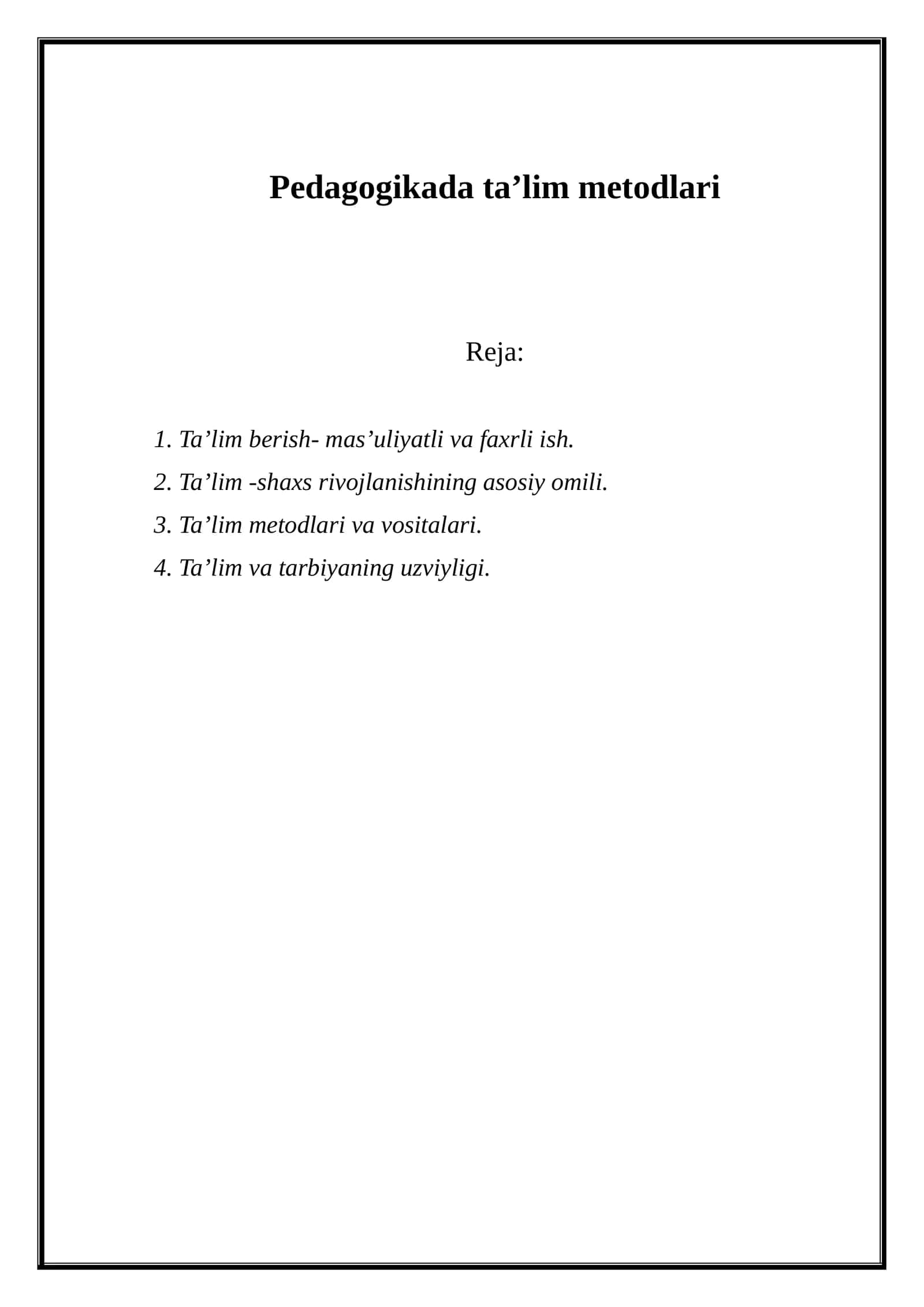 Pedagogikada ta’lim metodlari 1