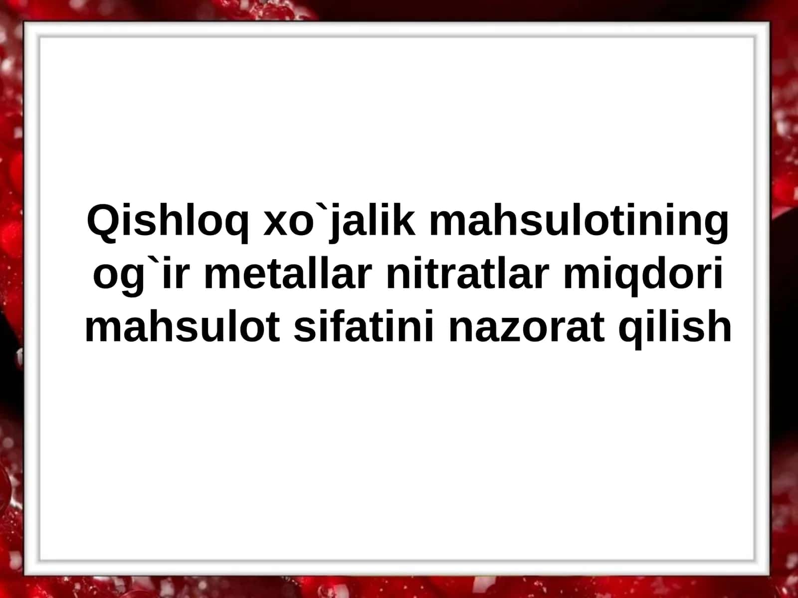 Mahsulot sifatini nazorat qilish 1