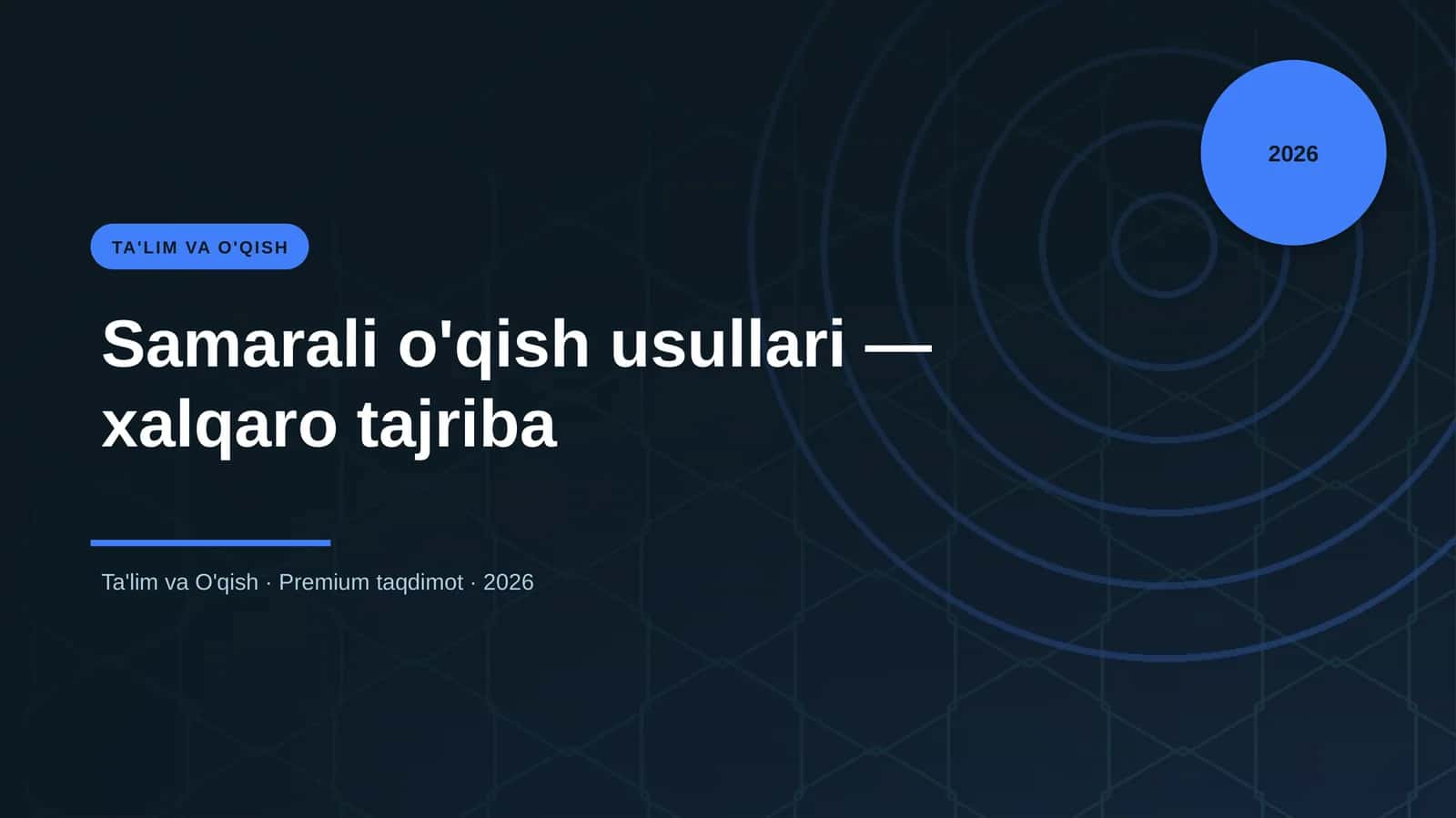 Samarali o'qish usullari — xalqaro tajriba 1