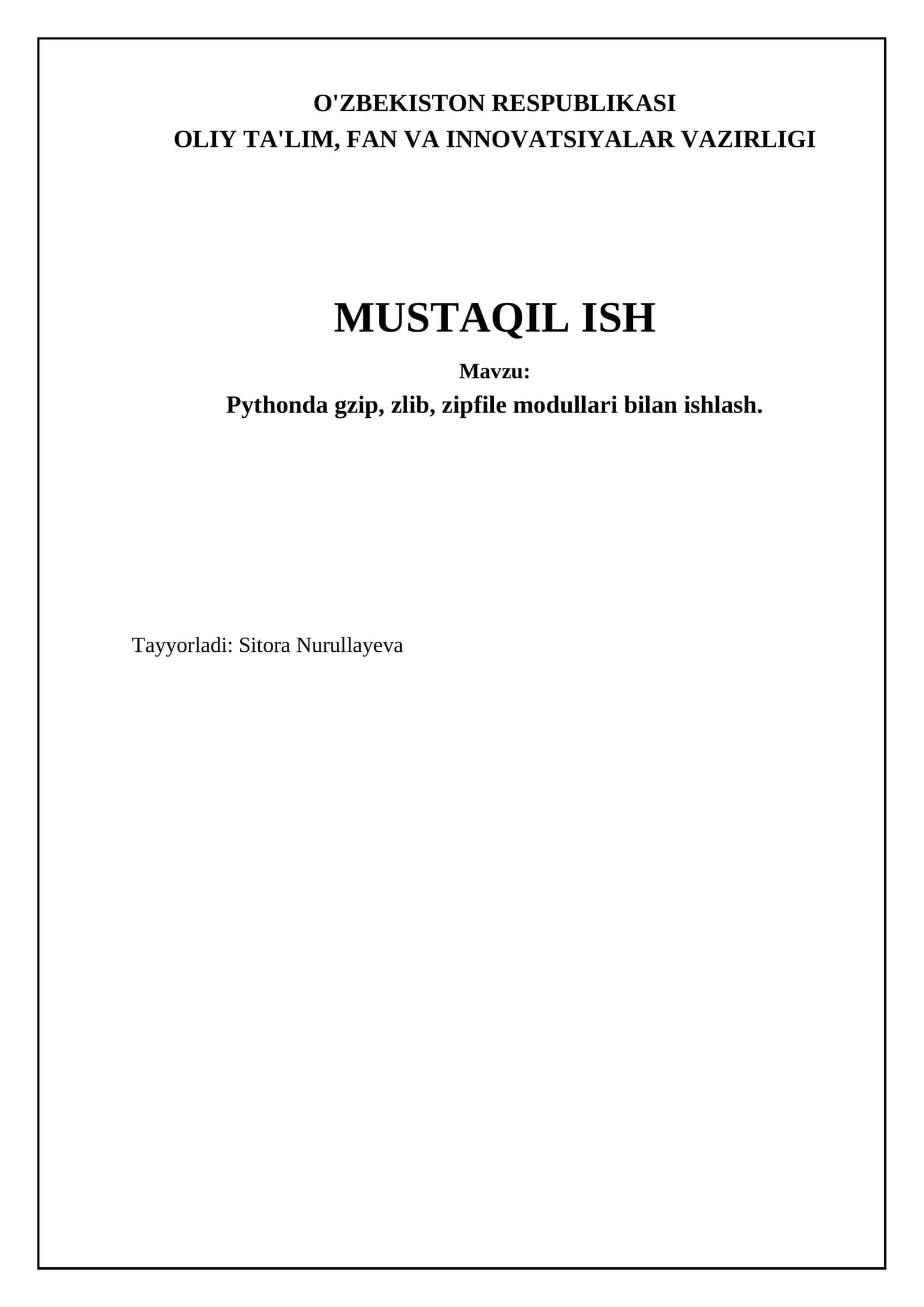 Pythonda gzip, zlib, zipfile modullari bilan ishlash 1