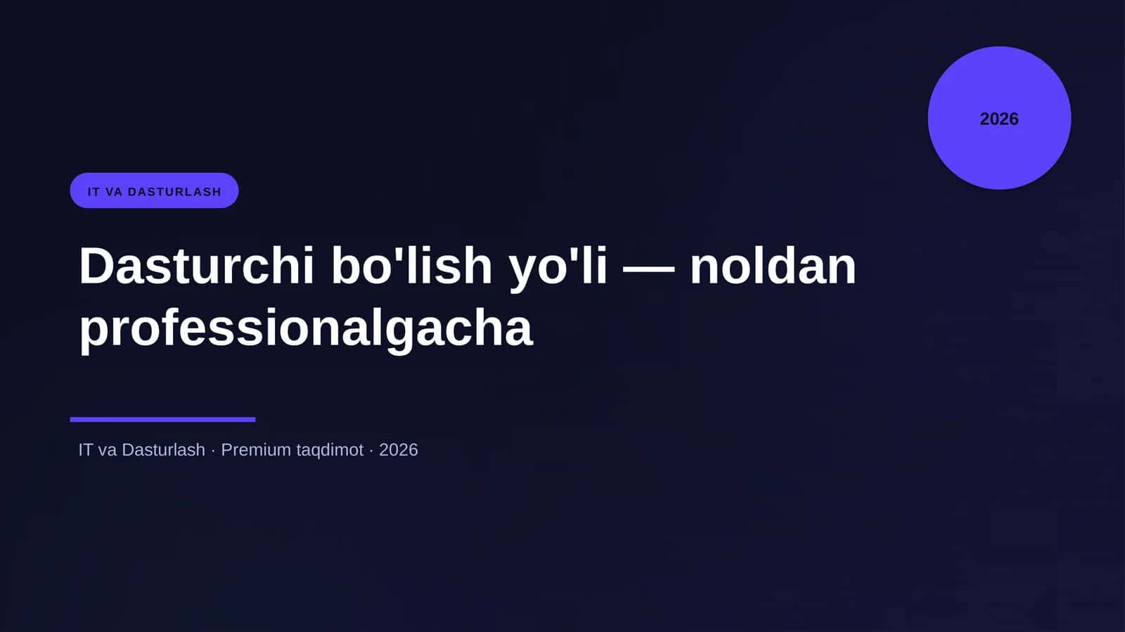 Dasturchi bo'lish yo'li — noldan professionalgacha 1