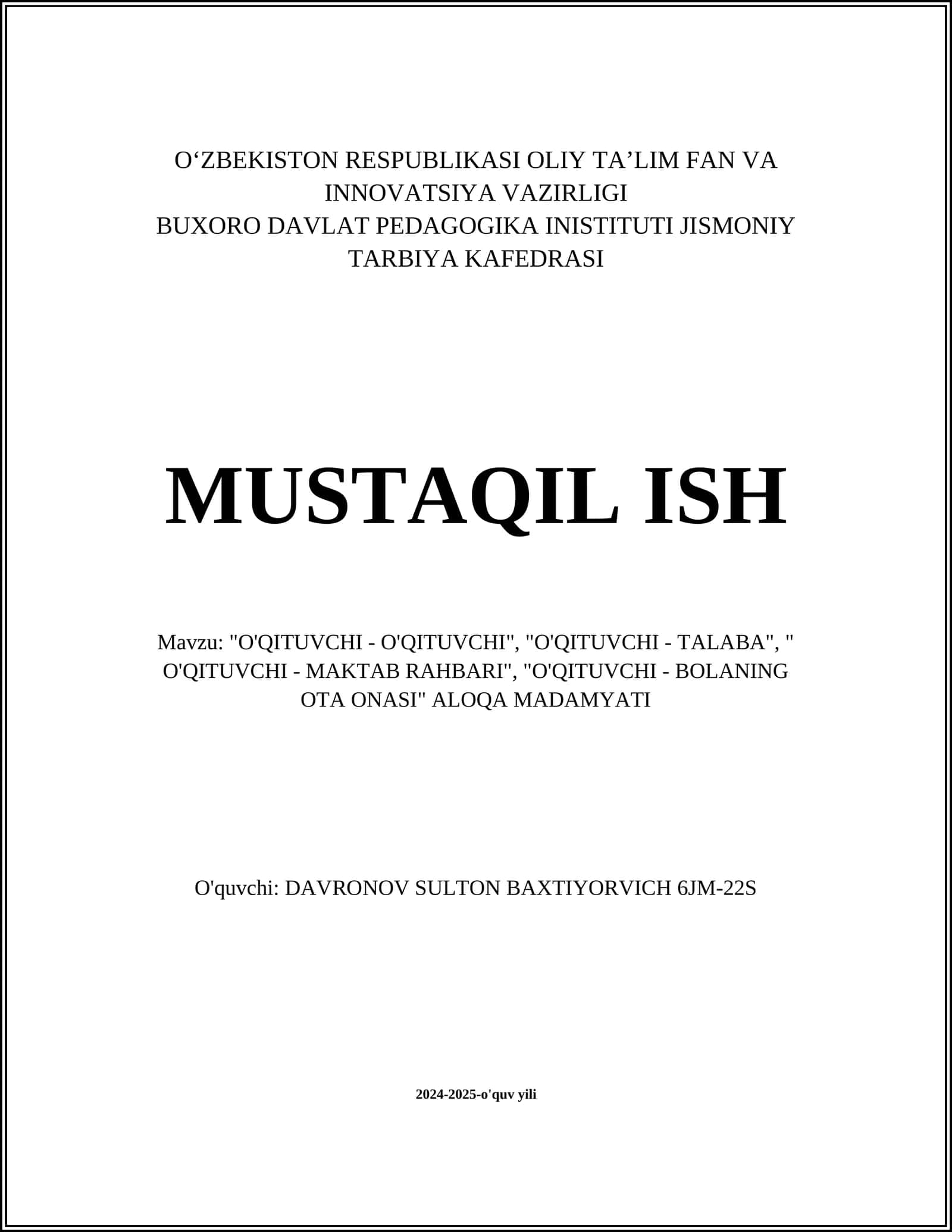 O'QITUVCHI - O'QITUVCHI 1