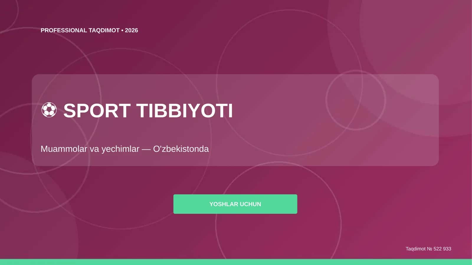 Sport Tibbiyoti: Muammolar va yechimlar 1
