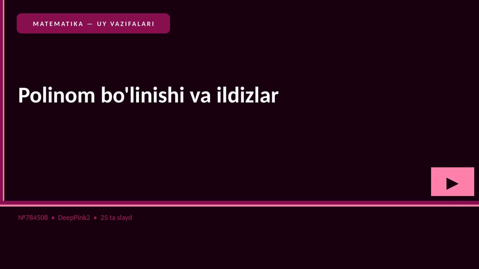 Polinom bo'linishi va ildizlar 1