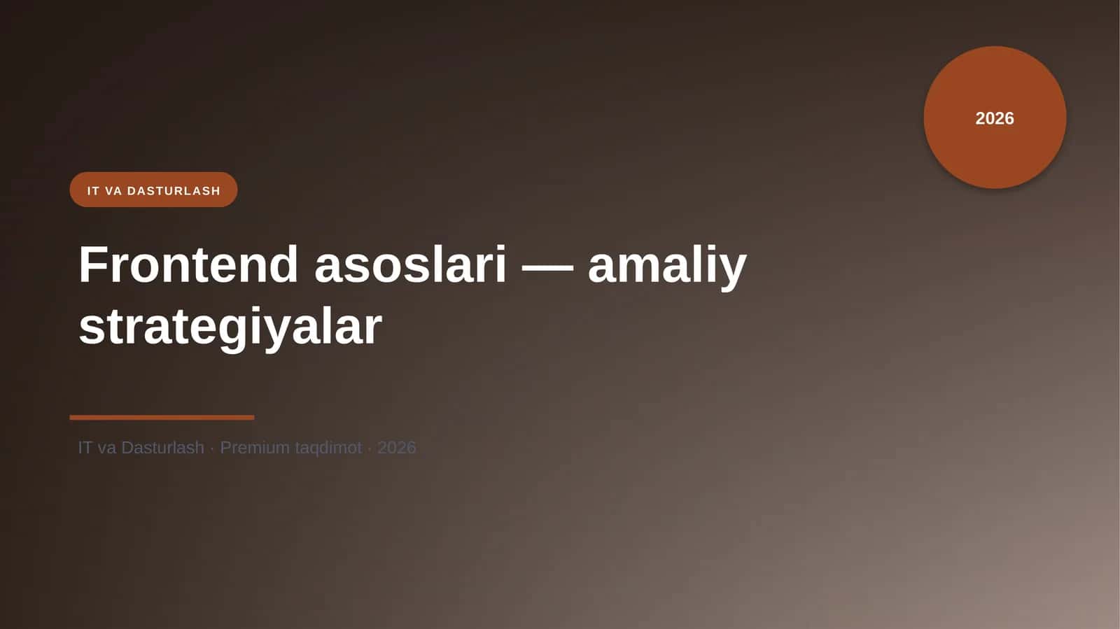 Frontend asoslari — amaliy strategiyalar 1
