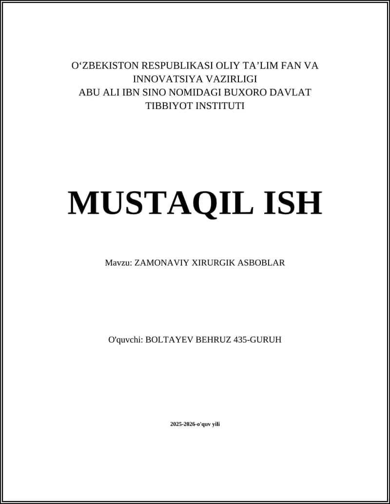 Minimal invaziv jarrohlik asboblari 1