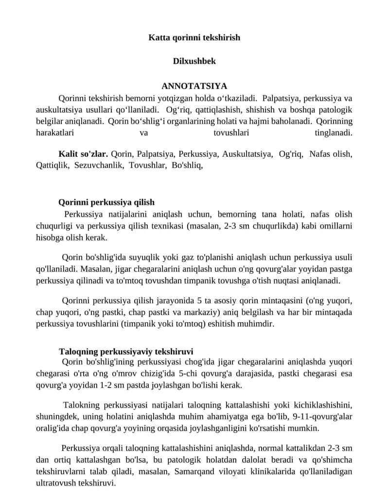 Katta qorinni tekshirish 1