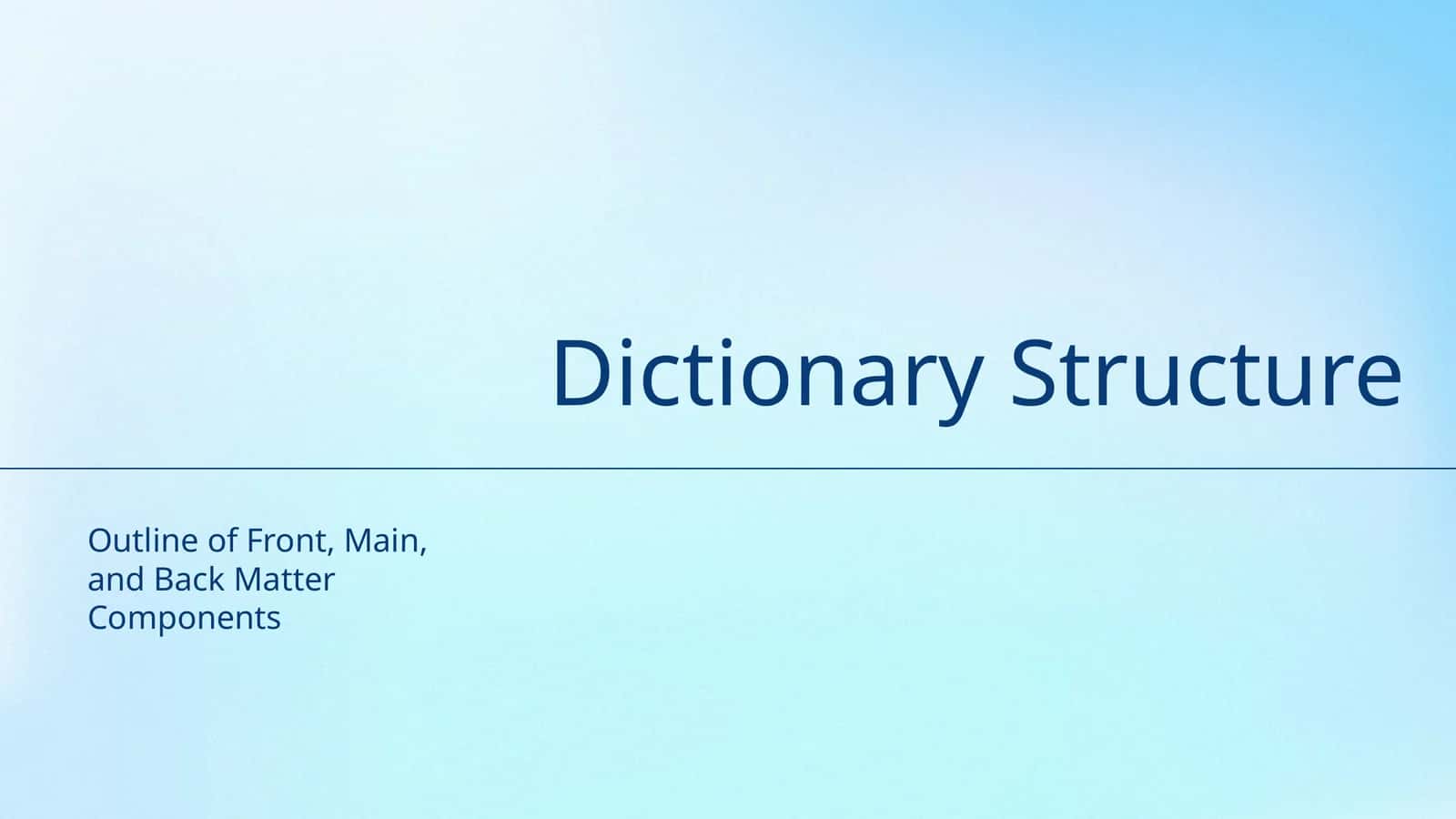 Dictionary Structure 1