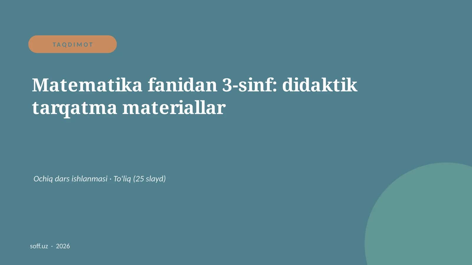 Matematika fanidan 3-sinf: didaktik tarqatma materiallar 1