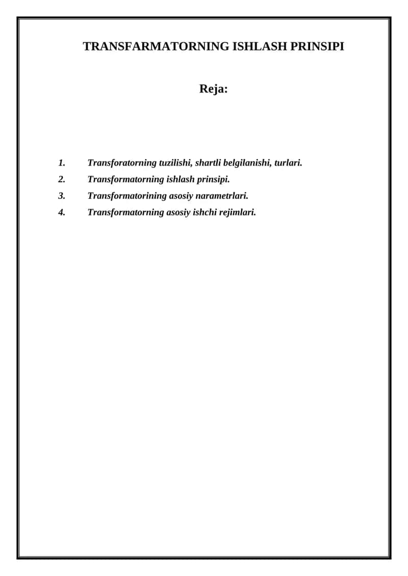 TRANSFARMATORNING ISHLASH PRINSIPI 1