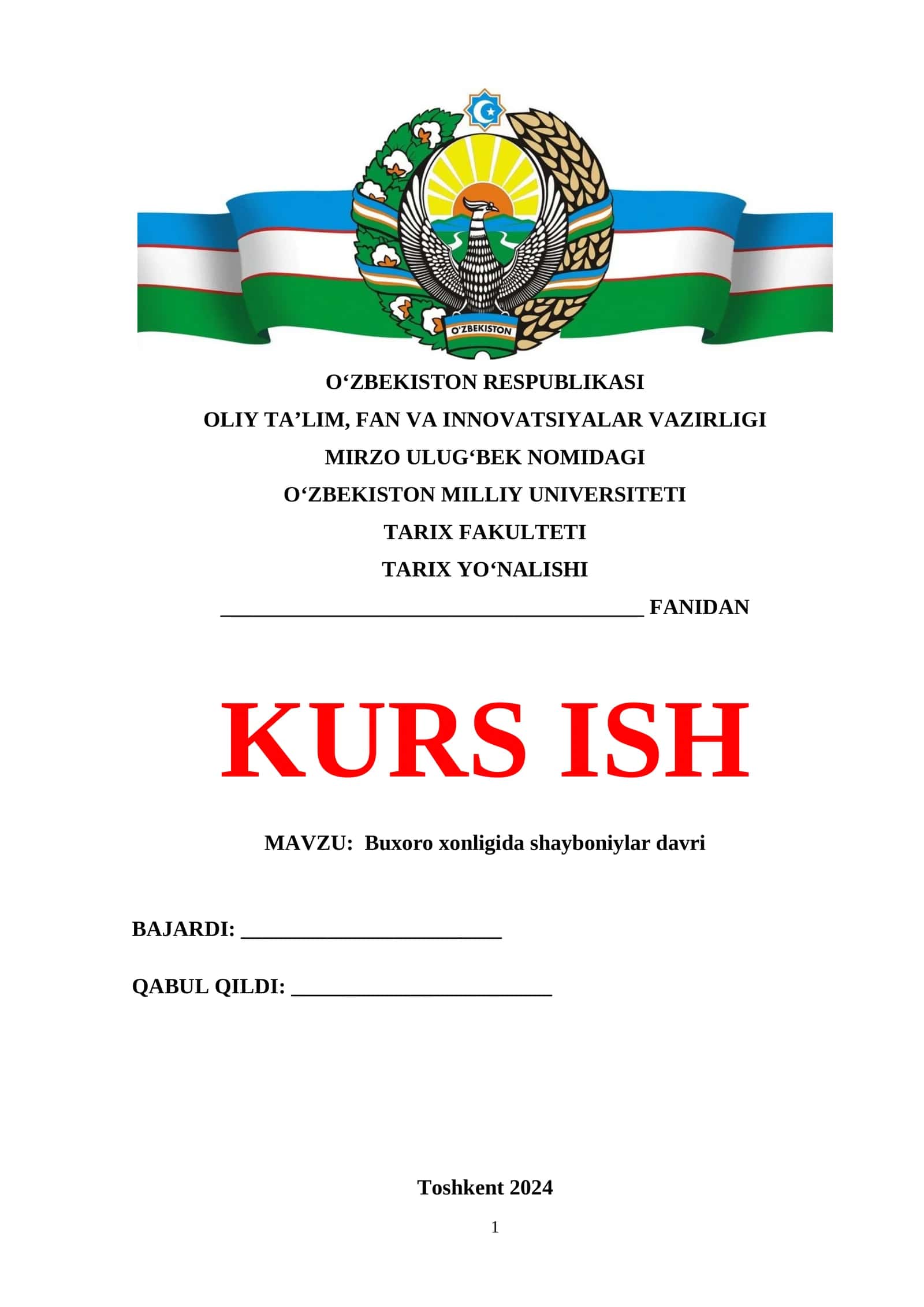 BUXORO XONLIGIDA SHAYBONIYLAR DAVRI 1