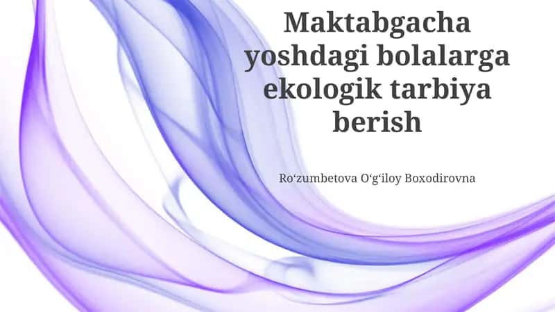 Ekologik tarbiya 1