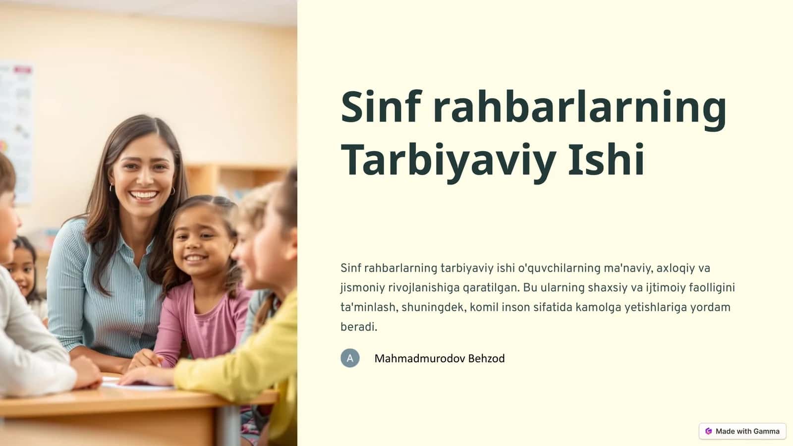 Sinf rahbarlarning Tarbiyaviy Ishi 1