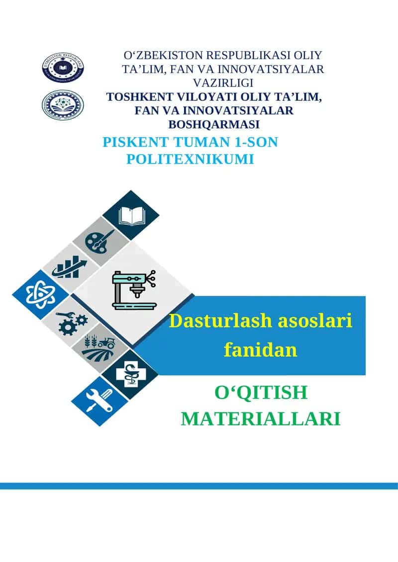 Dasturlash asoslari fanidan O‘QITISH MATERIALLARI 1