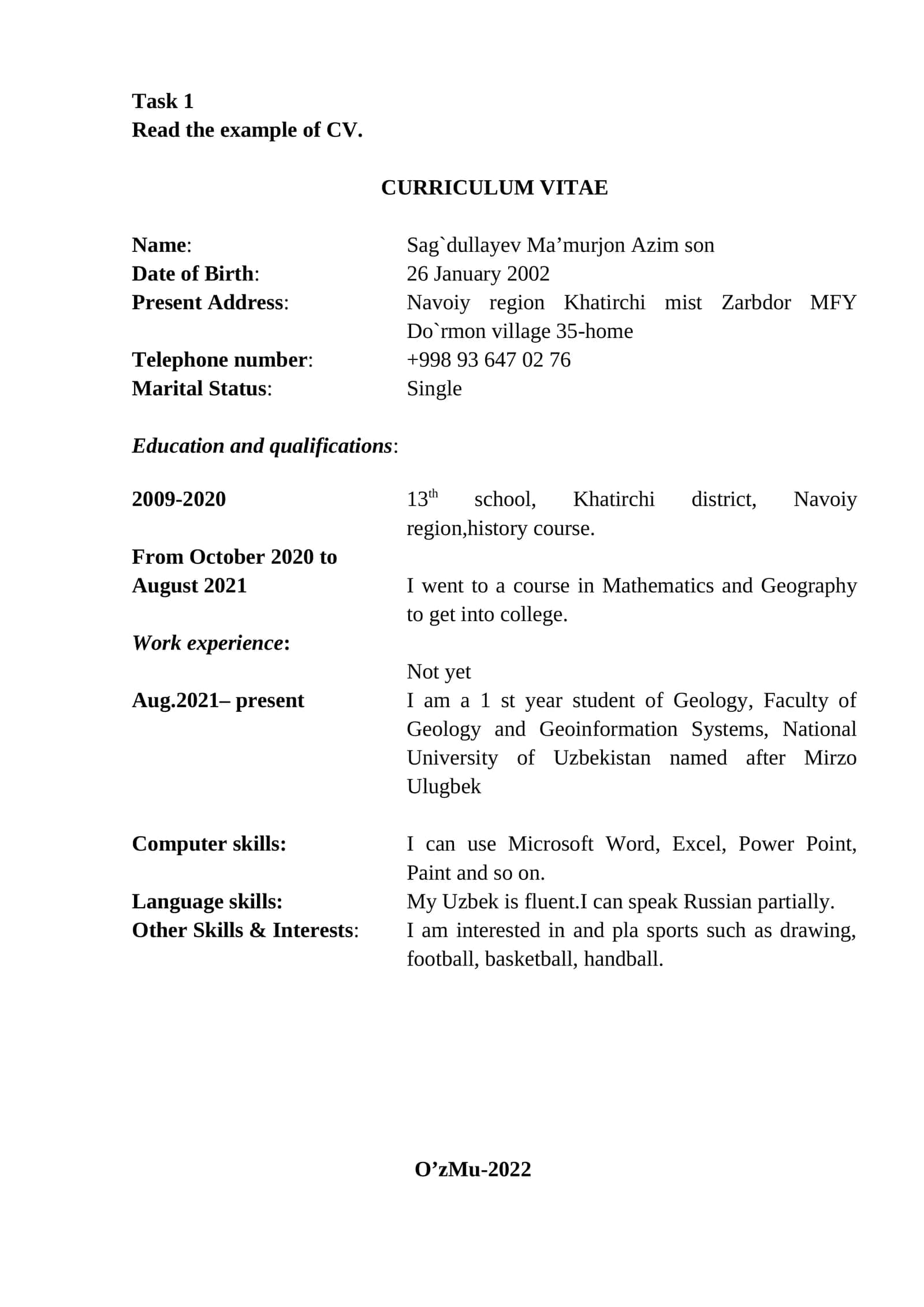 CURRICULUM VITAE 1