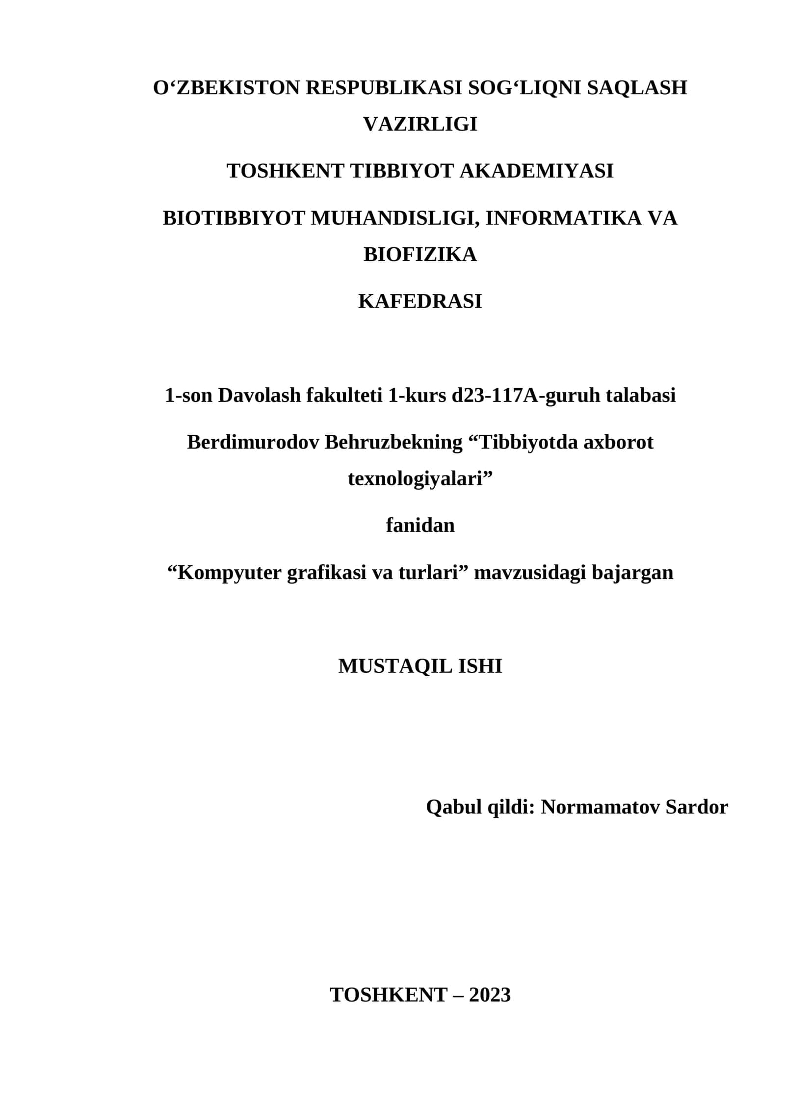 Kompyuter grafikasi va turlari 1