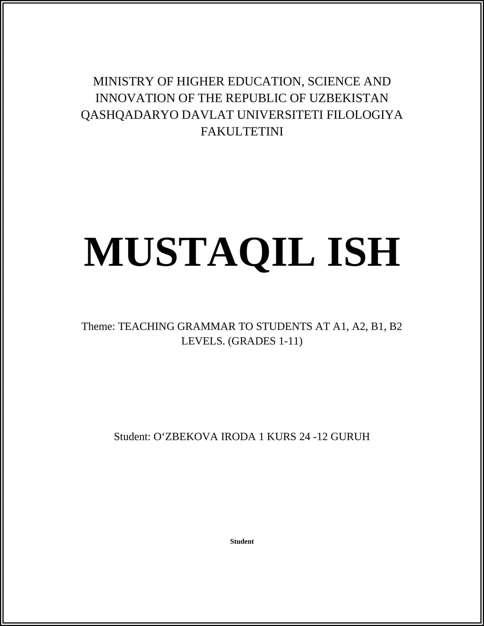 Grammatika oʻqitish 1