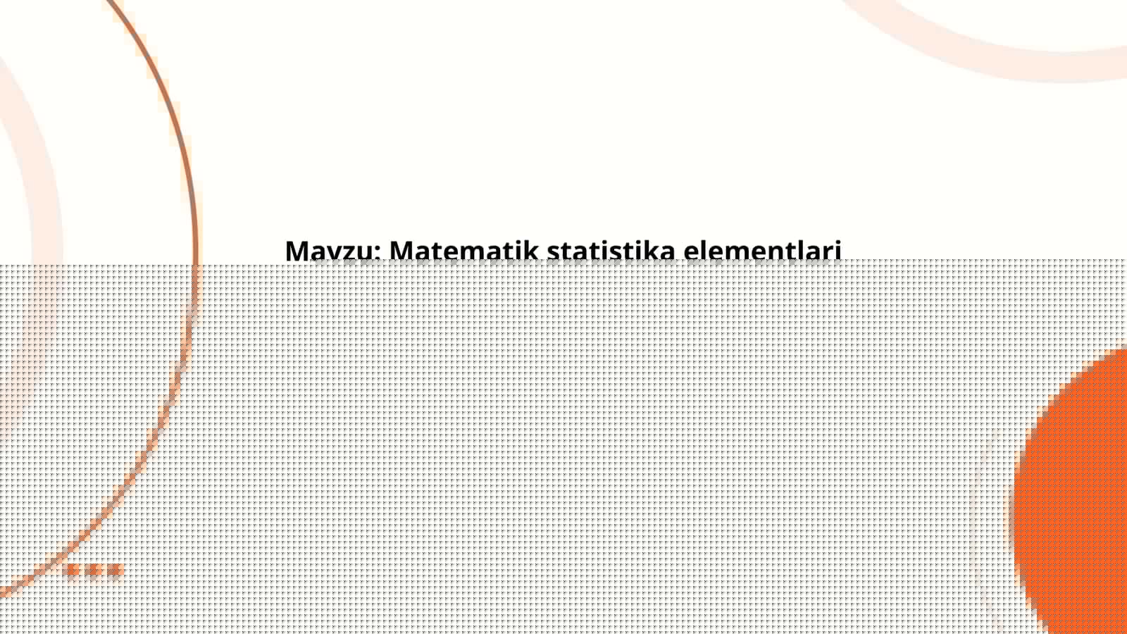 Matematik statistika elementlari 1