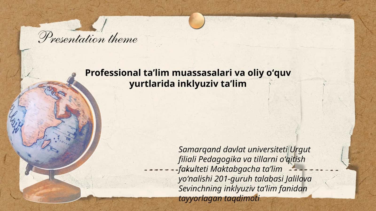 Inklyuziv taʼlim fanidan taqdimot 1