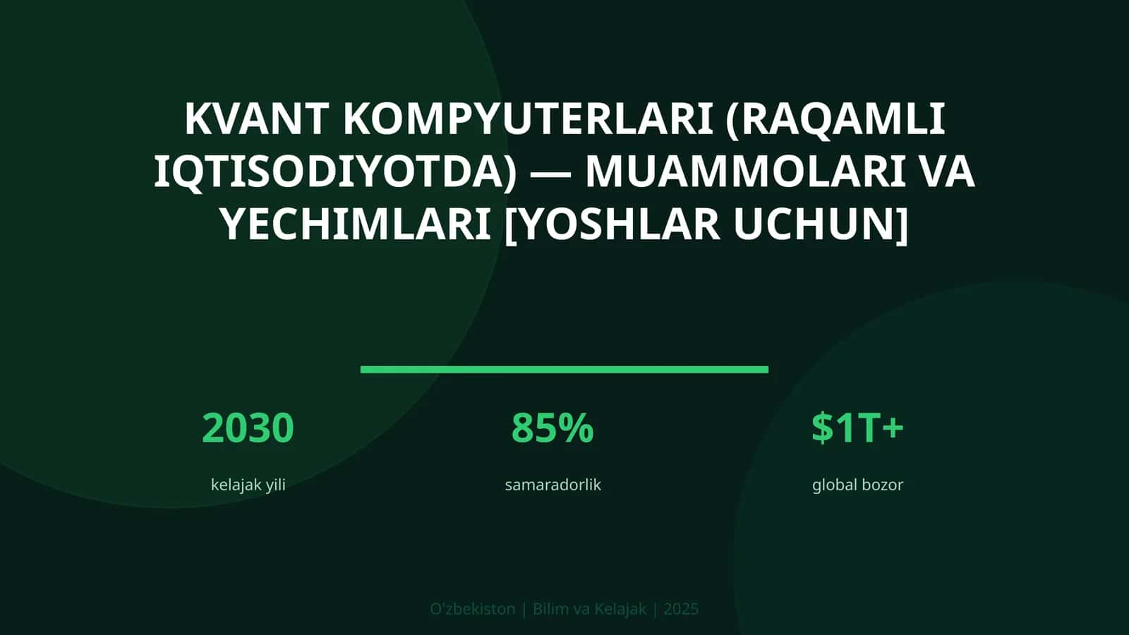 Kvant kompyuterlari (raqamli iqtisodiyotda) — muammolari va yechimlari [yoshlar uchun] 1