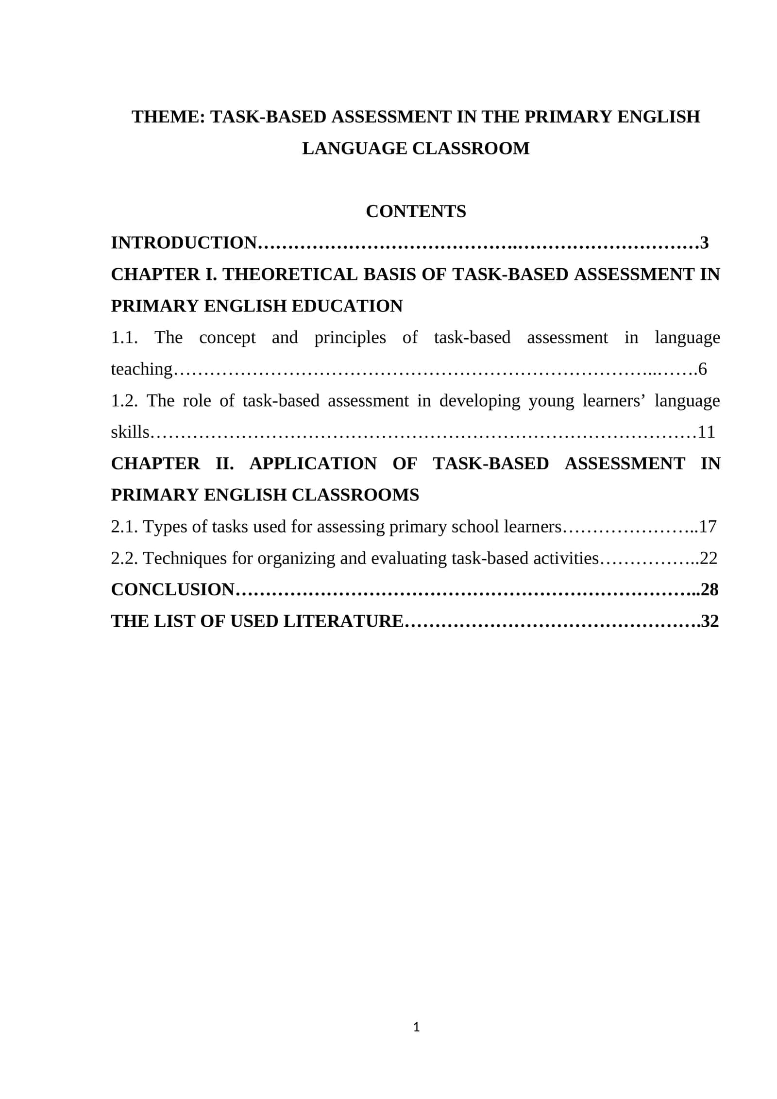 TASK-BASED ASSESSMENT IN THE PRIMARY ENGLISH LANGUAGE CLASSROOM 1