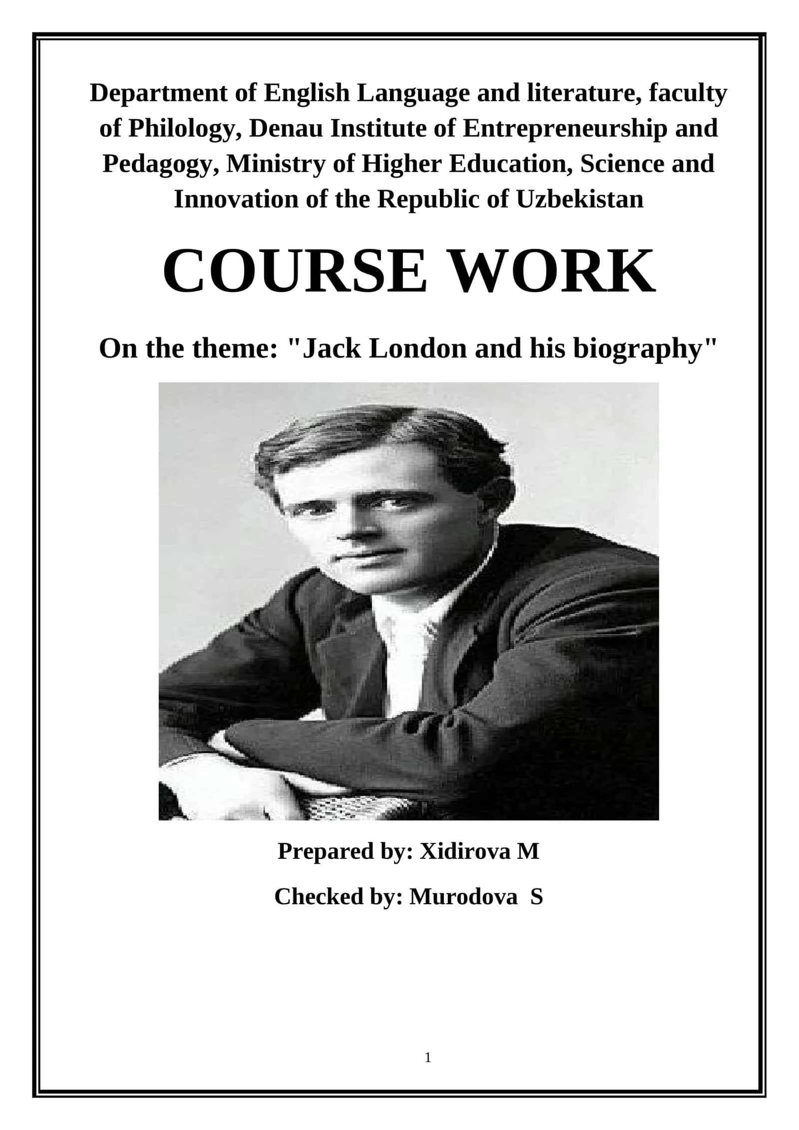 Course Work on "Jack London and his biography" 1