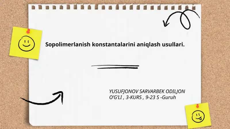 Sopolimerlanish konstantalarini aniqlash usullari 1