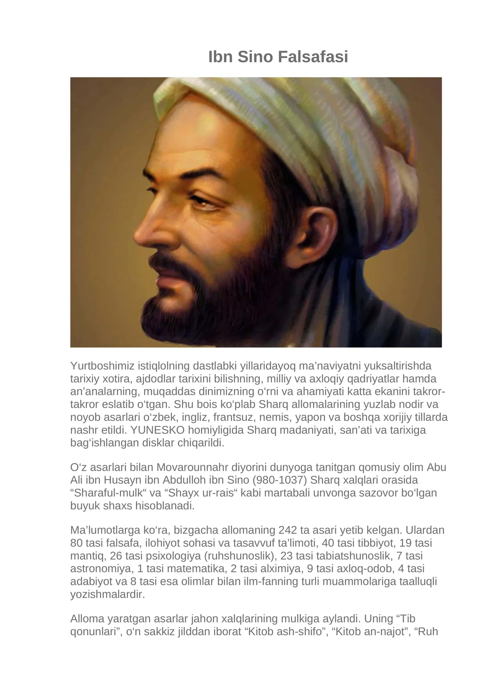 Ibn Sino Falsafasi 1