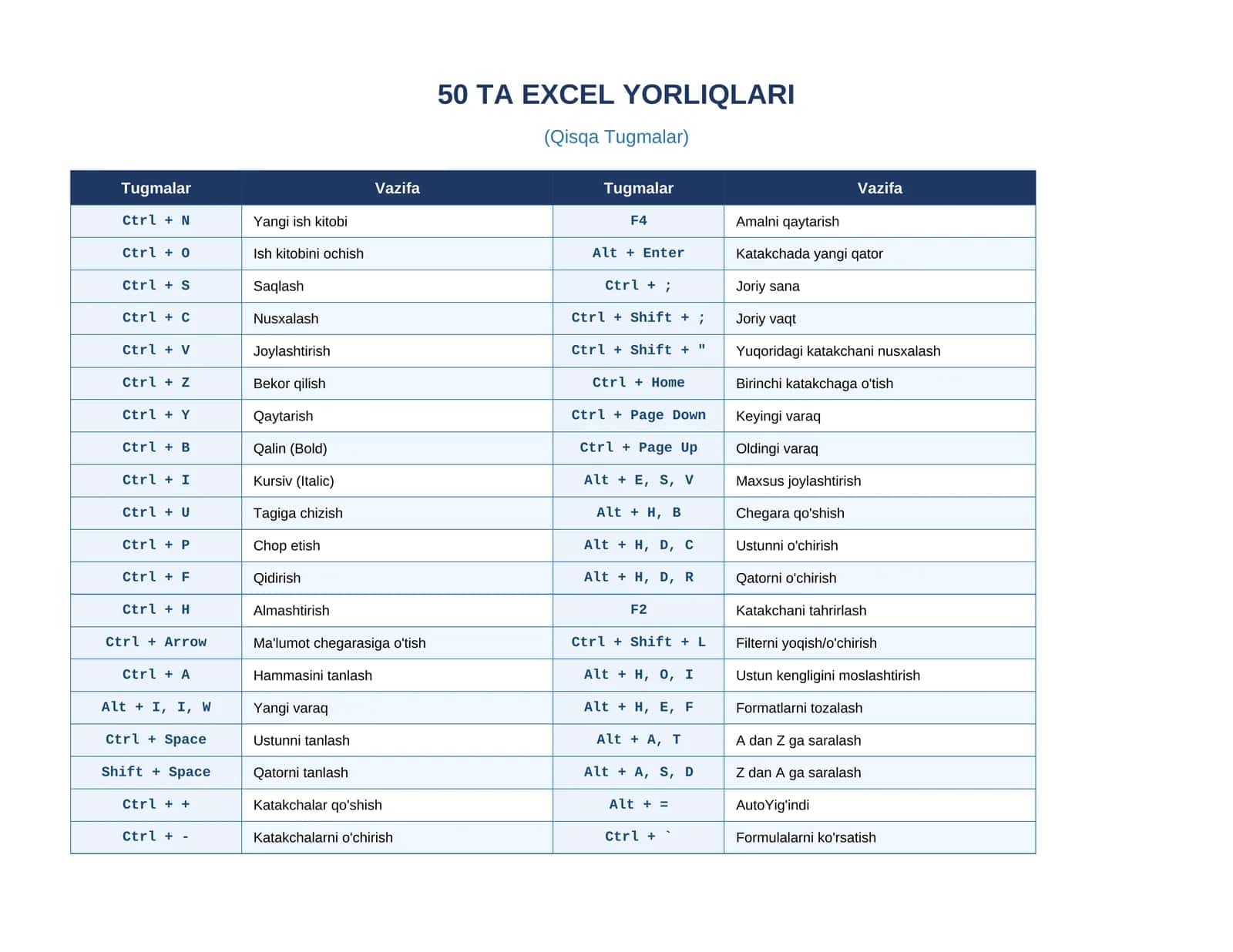 50 TA EXCEL YORLIQLARI 1