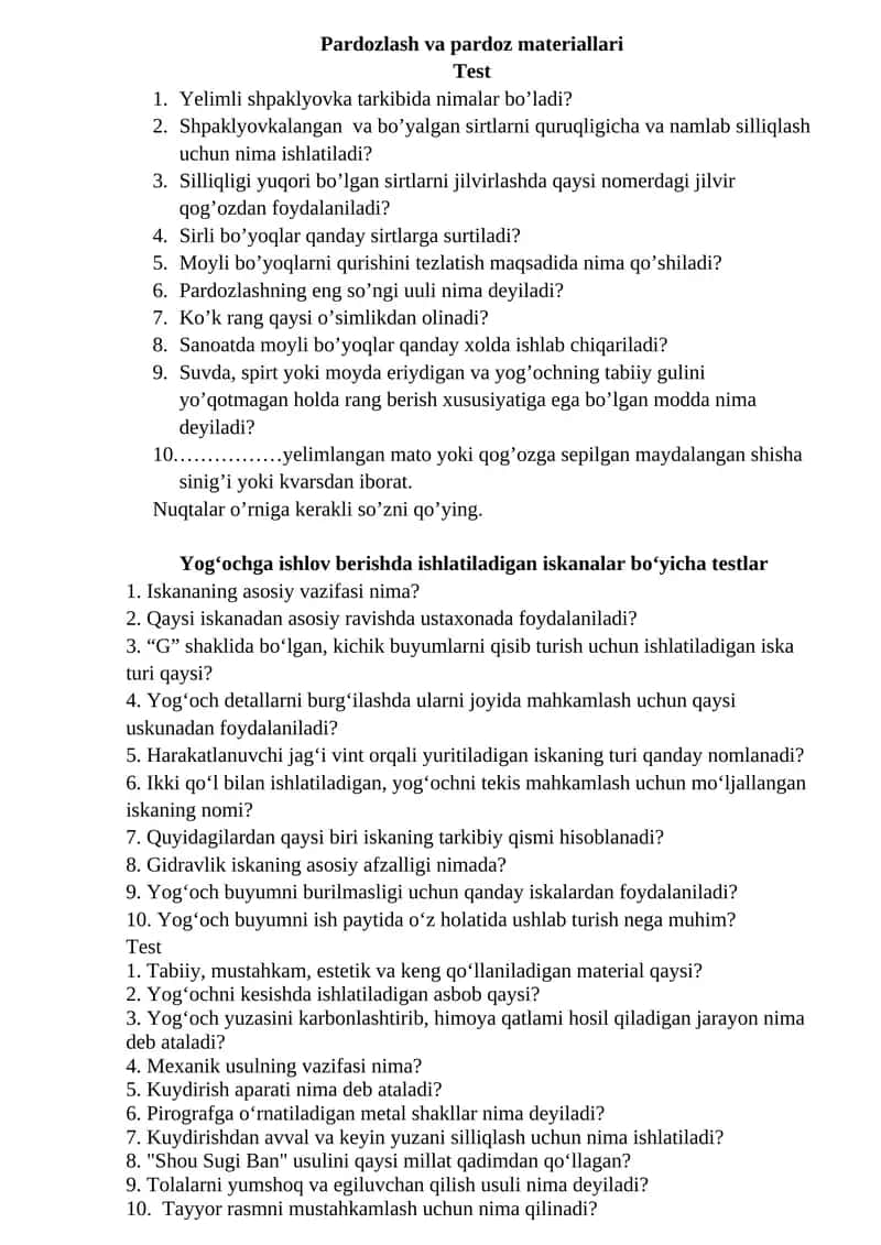 Pardozlash va pardoz materiallari 1