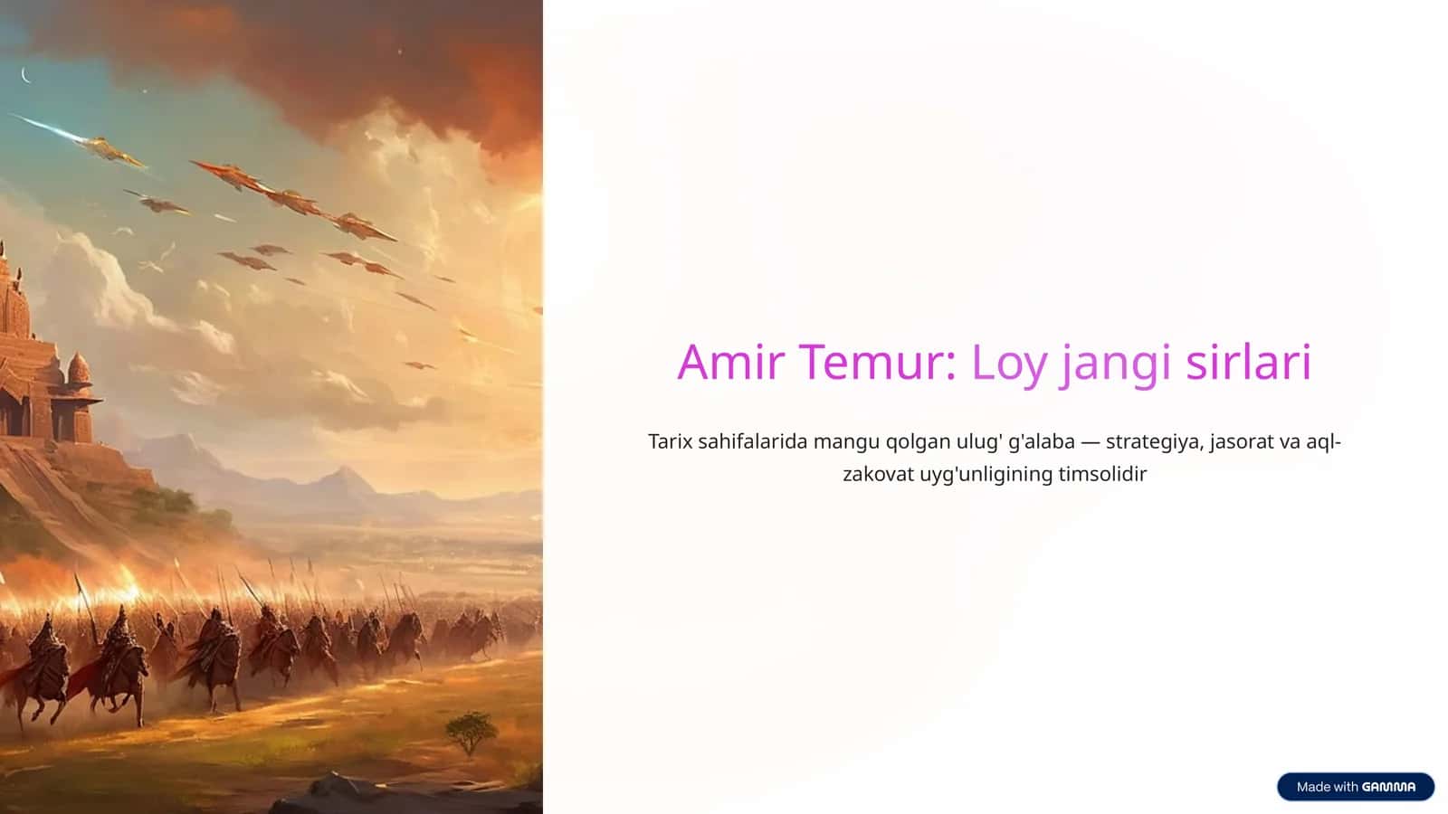 Amir Temur:Loy jangisirlari 1