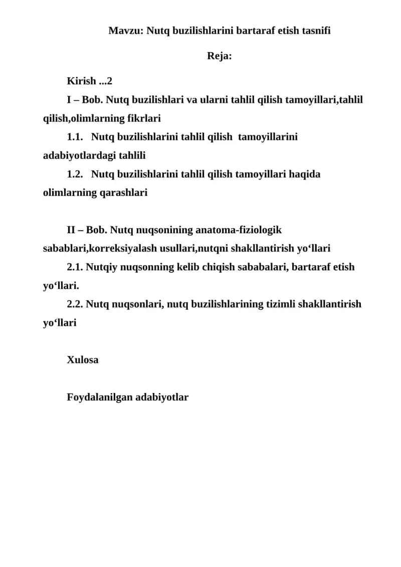 Nutq buzilishlarini bartaraf etish tasnifi 1