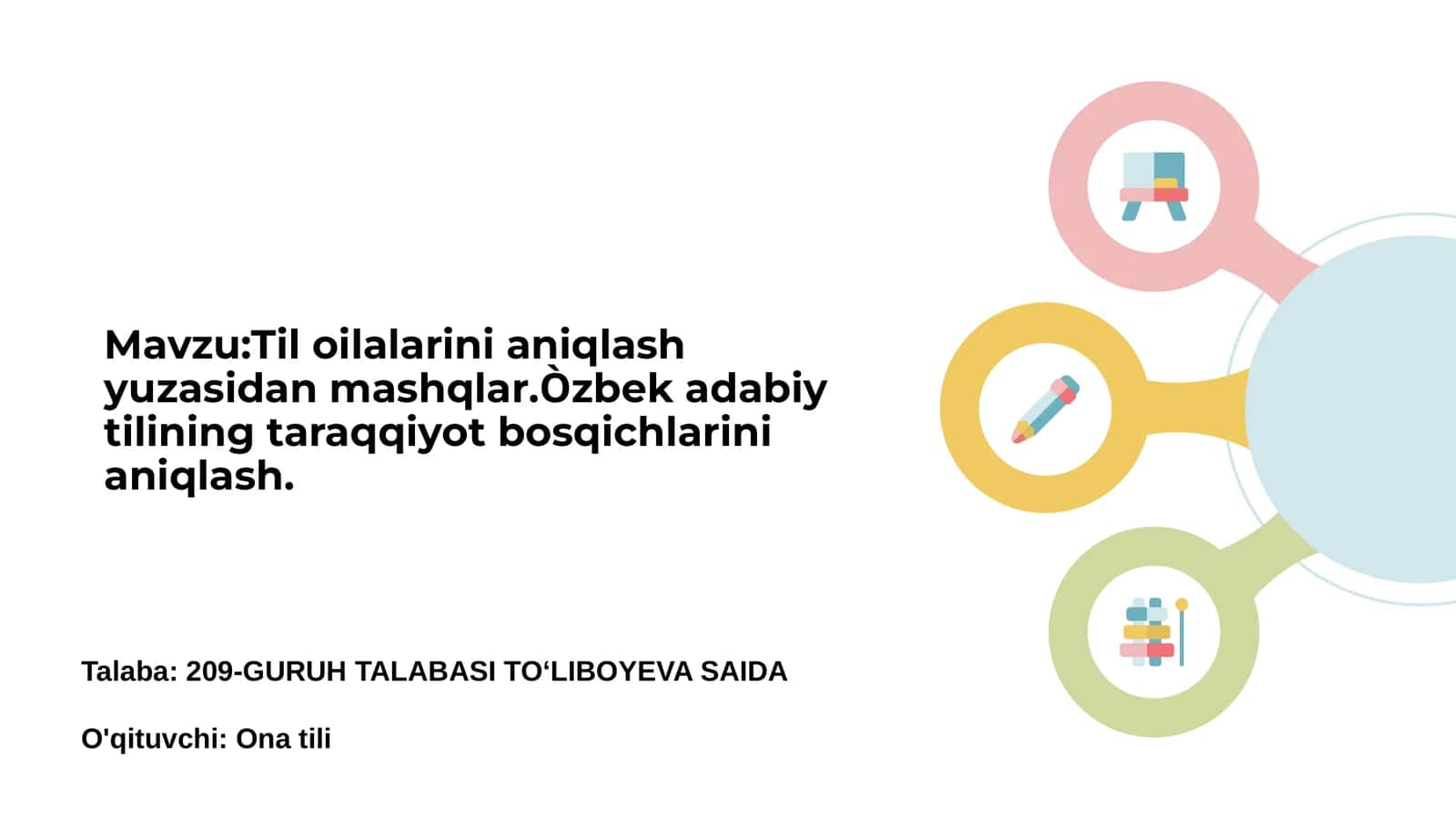 Til oilalarini aniqlash yuzasidan mashqlar 1