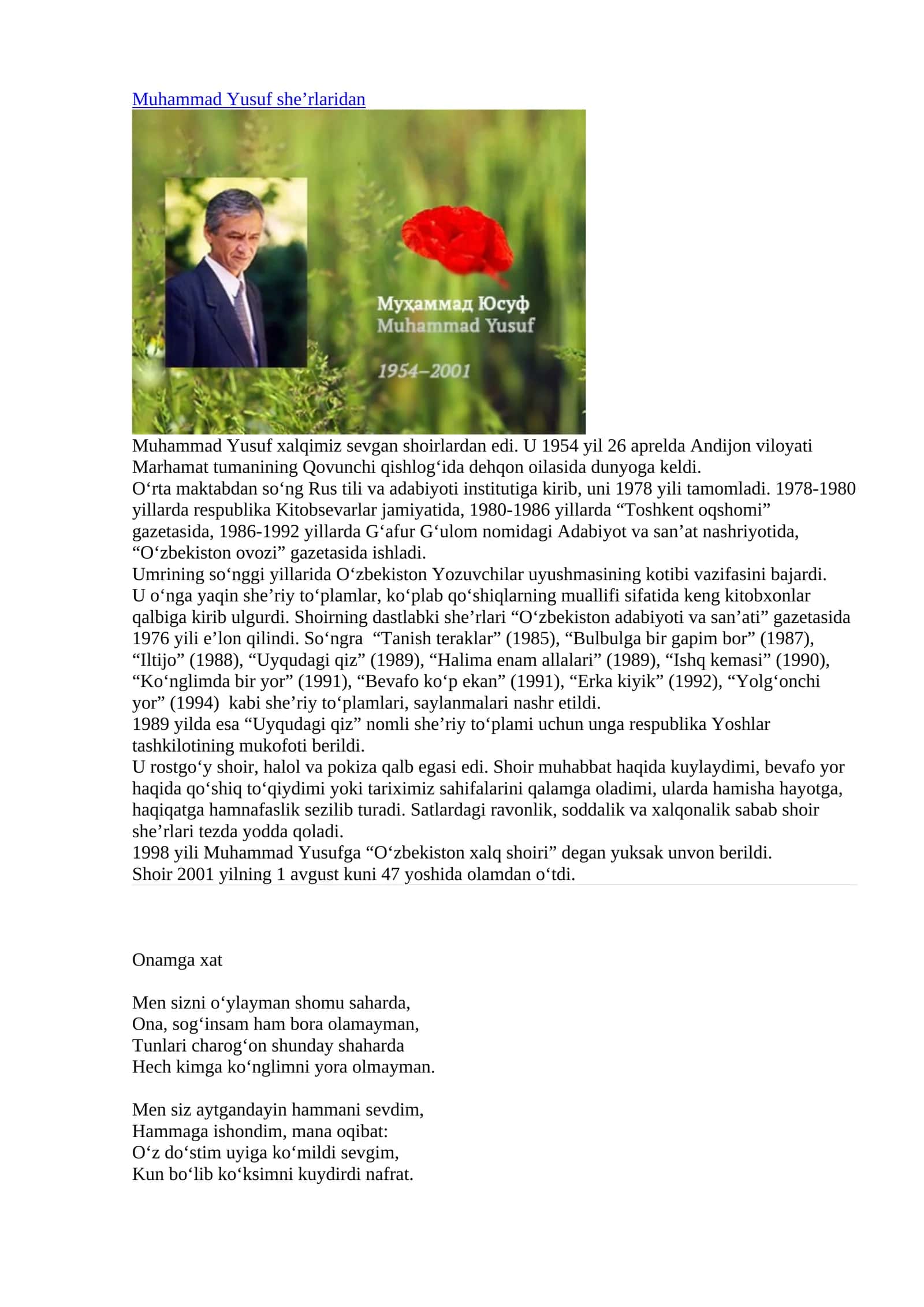 Muhammad Yusuf she’rlaridan 1