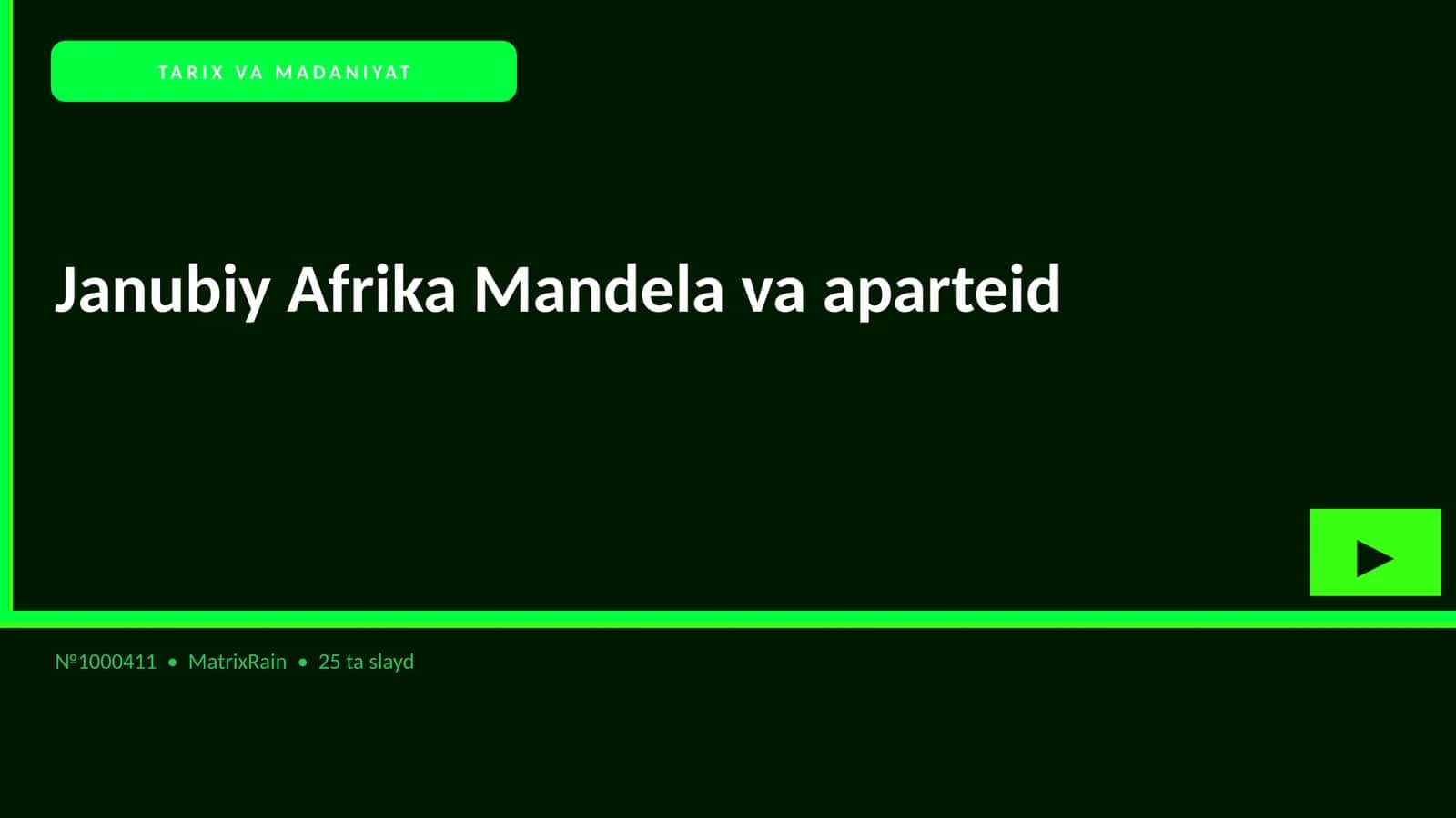 Janubiy Afrika Mandela va aparteid 1