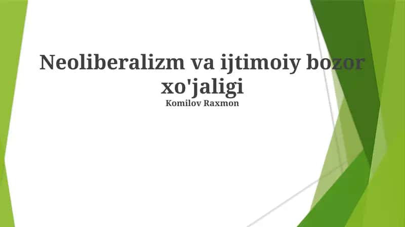 Neoliberalizm va Ijtimoiy Bozor Iqtisodiyoti 1