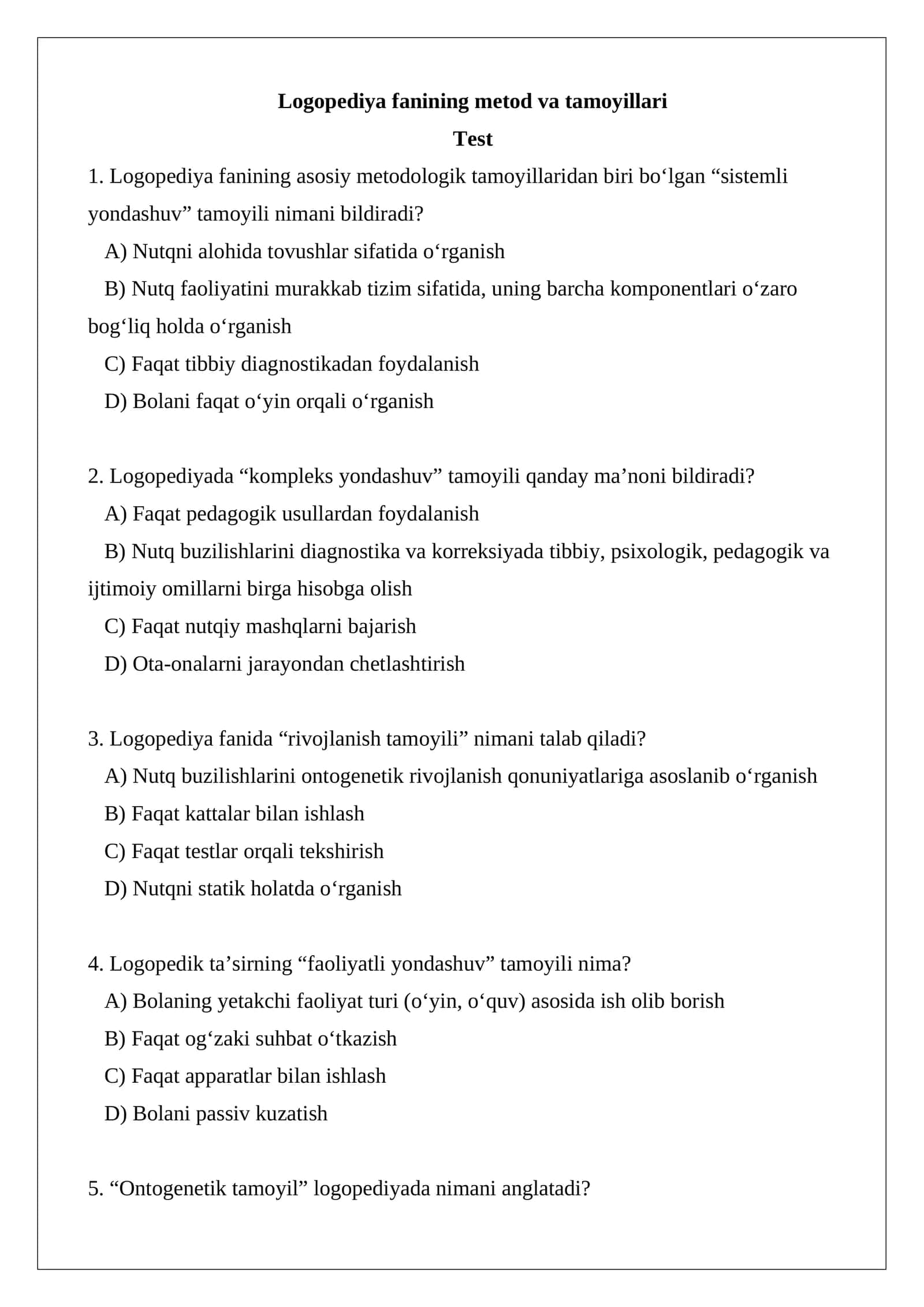 Logopediya fanining metod va tamoyillari 1