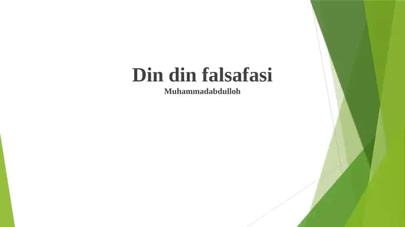 Din din falsafasi 1