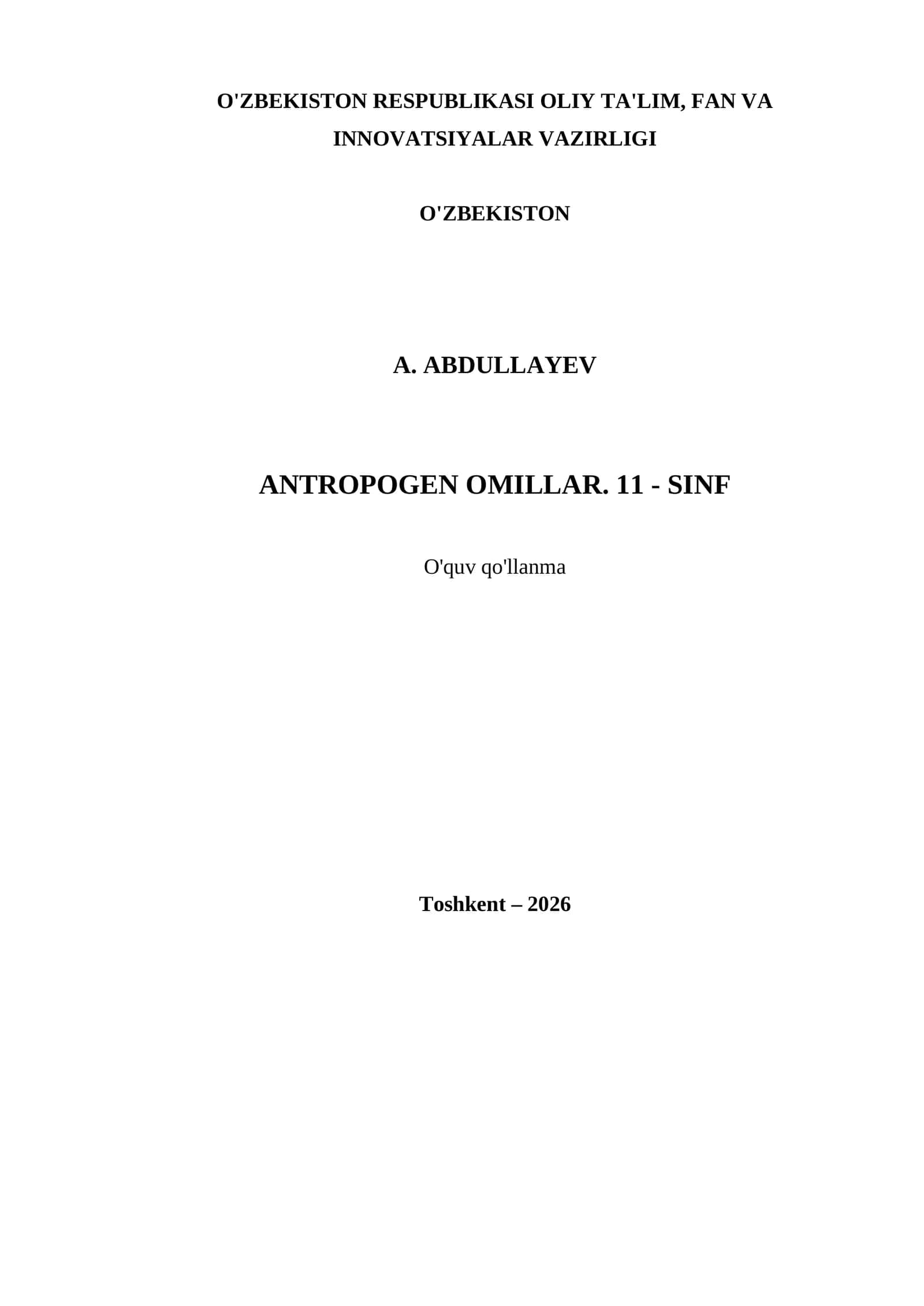 ANTROPOGEN OMILLAR. 11 - SINF 1