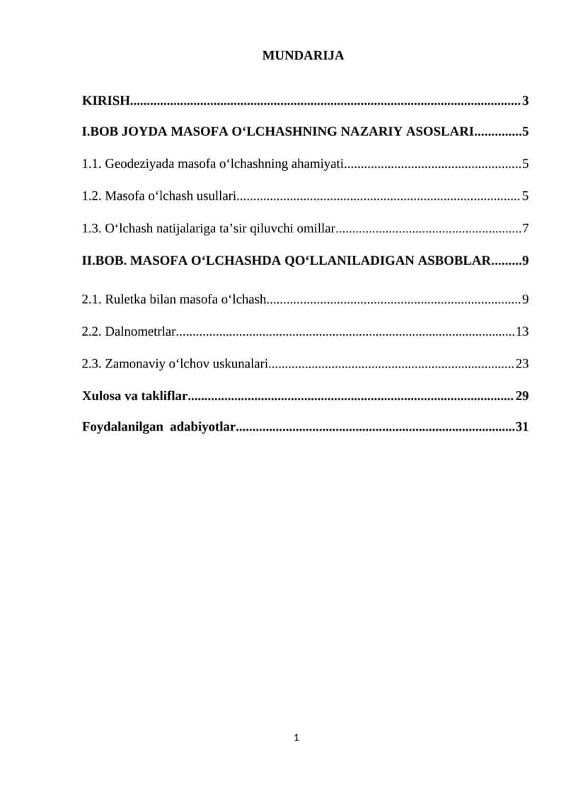 Joyda Masofa O‘lchash kurs ishi 1