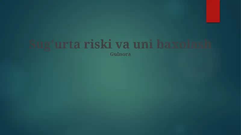 Avtomobil Sug'urta Xavfi 1