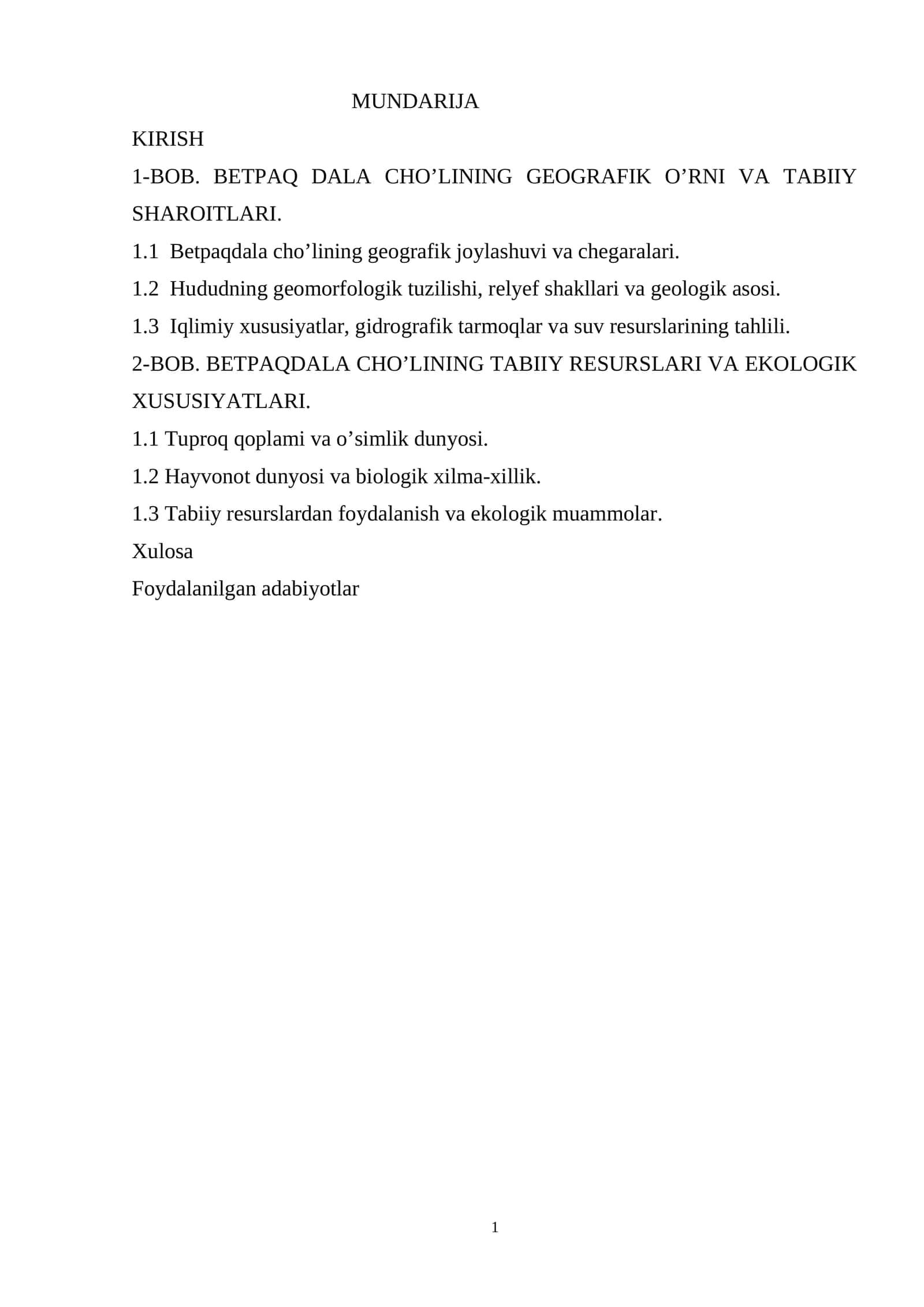 MUNDARIJA 1