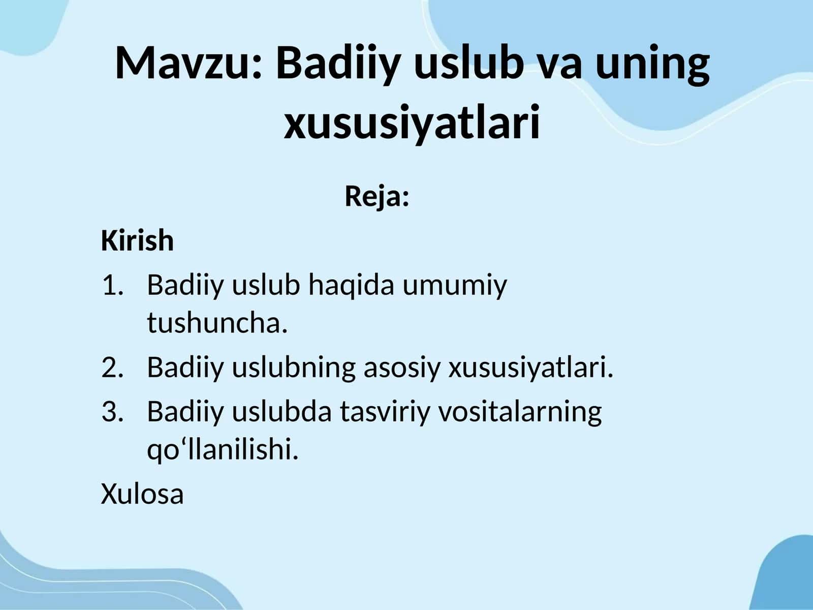 Badiiy uslub va uning xususiyatlari 1