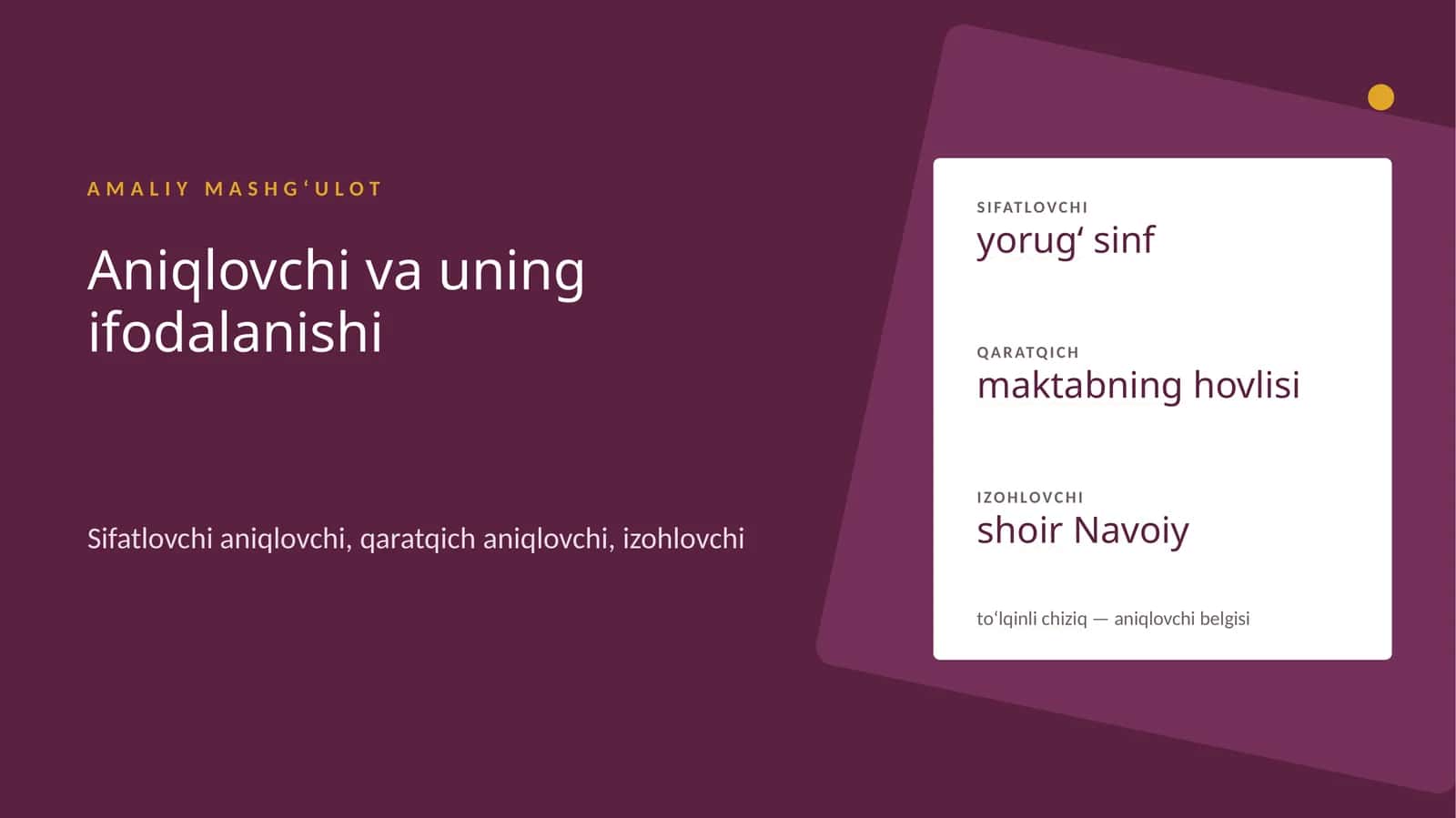 Aniqlovchi va uning ifodalanishi 1