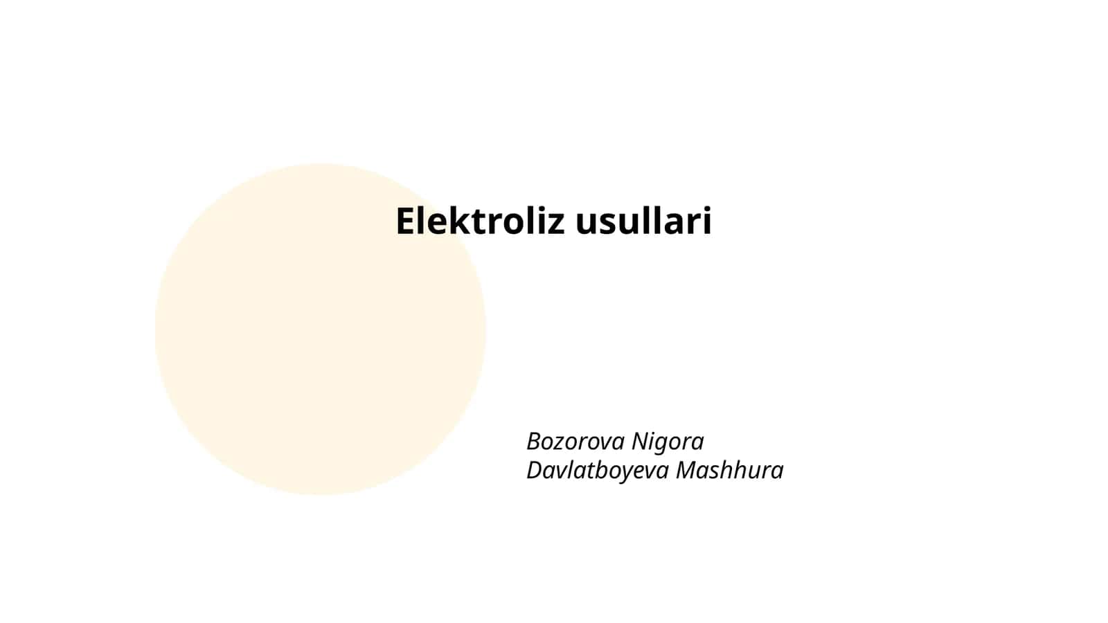 Elektroliz usullari 1
