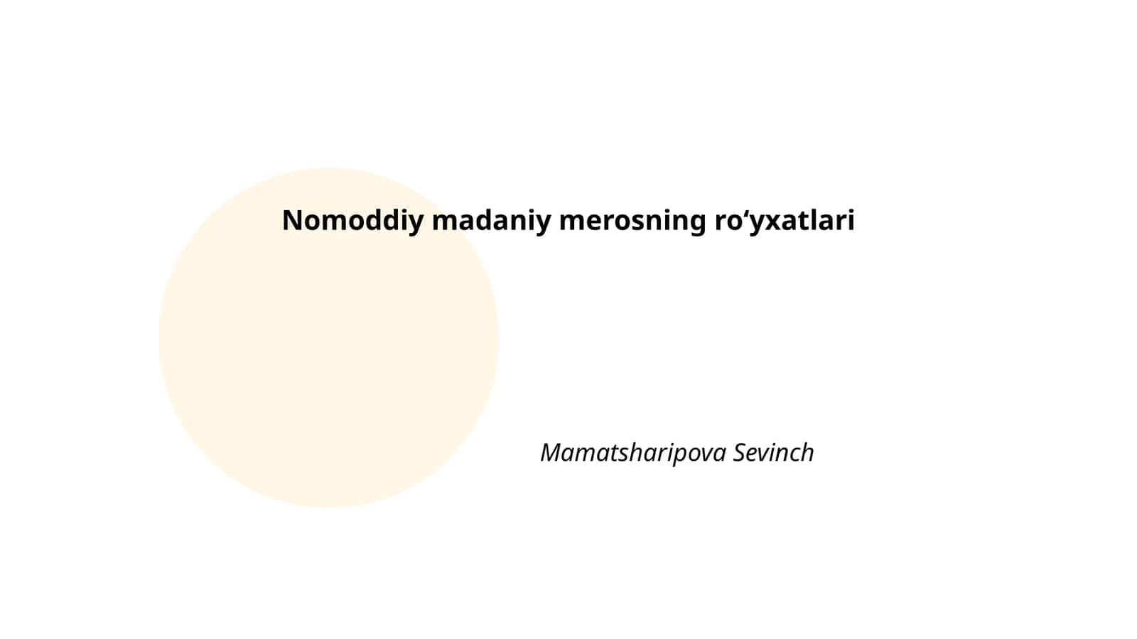 Nomoddiy madaniy merosning roʻyxatlari 1